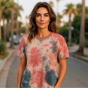 Rue 21 Pink & Blue Tie-Dye T-Shirt Dress – Relaxed Fit – Size Small – Casual